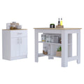 California 2 Piece Kitchen Set, Kitchen Island + Kitchen Pantry , White /Light Oak
