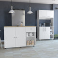 Edmond 2 Piece Kitchen Set, Kitchen Island + Kitchen Pantry, White / Light Oak