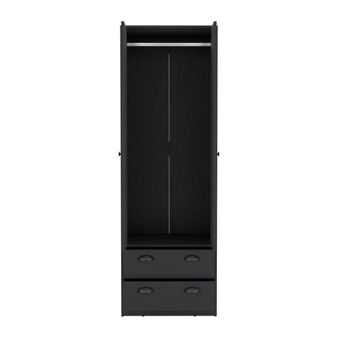 DEPOT E-SHOP Bonaire Armoire with 2-Drawers and 2-Doors, Black