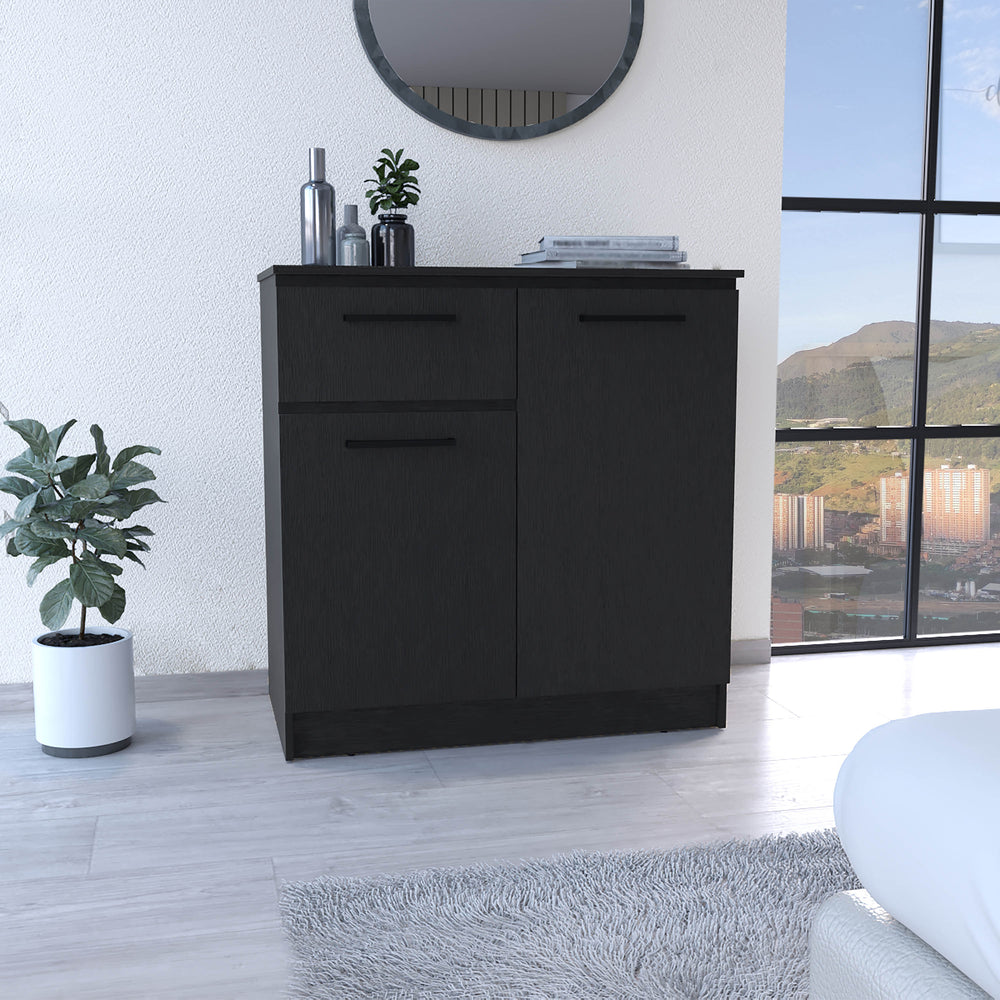Depot E-Shop Orleans Dresser with 2-Door and Single Drawer, Black