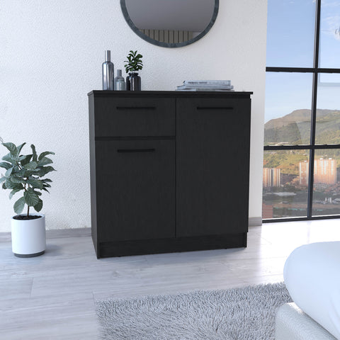 DEPOT E-SHOP Orleans Dresser with 2-Door and Single Drawer, Black