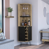 Bursan Corner Cabinet Six Built-in Wine Rack, Two Shelves, Four Shelves