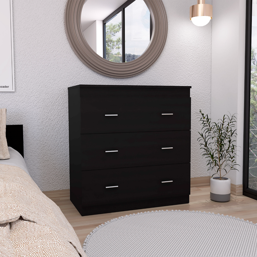 Capri Three Drawer Dresser, Superior Top, Metal Handles