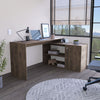 Pearl L-Shaped Desk, Single Door Cabinet, Two Shelves