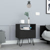 Begonia Nightstand, Shelf, Single Door Cabient, Hairpin Legs