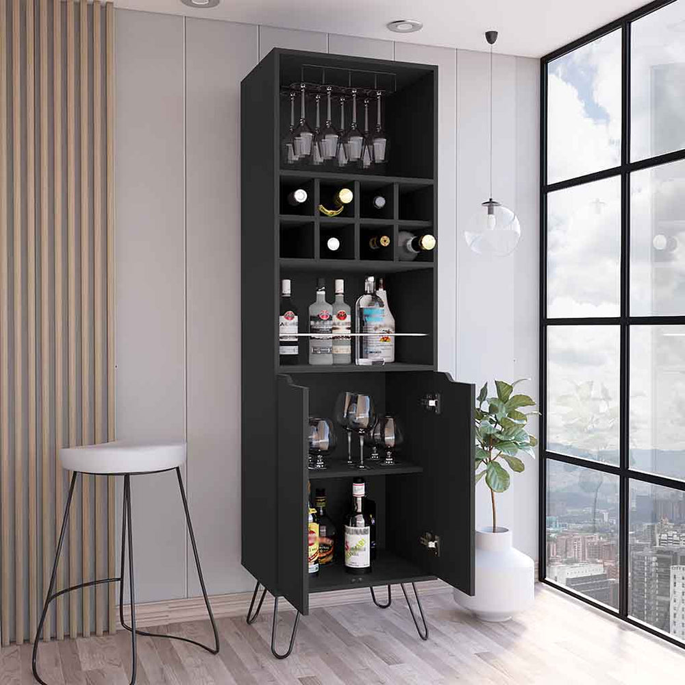 21-Inch Zamna H Storage Cabinet with Wine Rack and Double Door – Closed Cabinet Doors