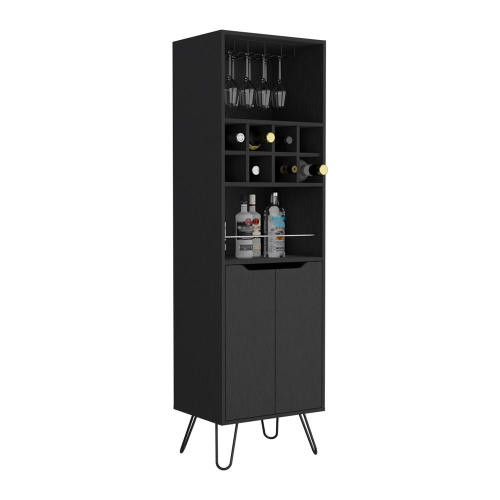 21-Inch Zamna H Storage Cabinet with Wine Rack and Double Door – Interior Wine And Glassware Shelving