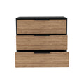 Egeo 3 Drawers Dresser, Superior Top, Black / Light Oak