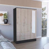 Gangi Mirrored Armoire, Double Door Cabinet, Two Drawers, Metal Hardware, Rods, Four Shelves