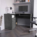 Idra L-Shaped Desk, Keyboard Tray, Two Drawers, One Open Shelf