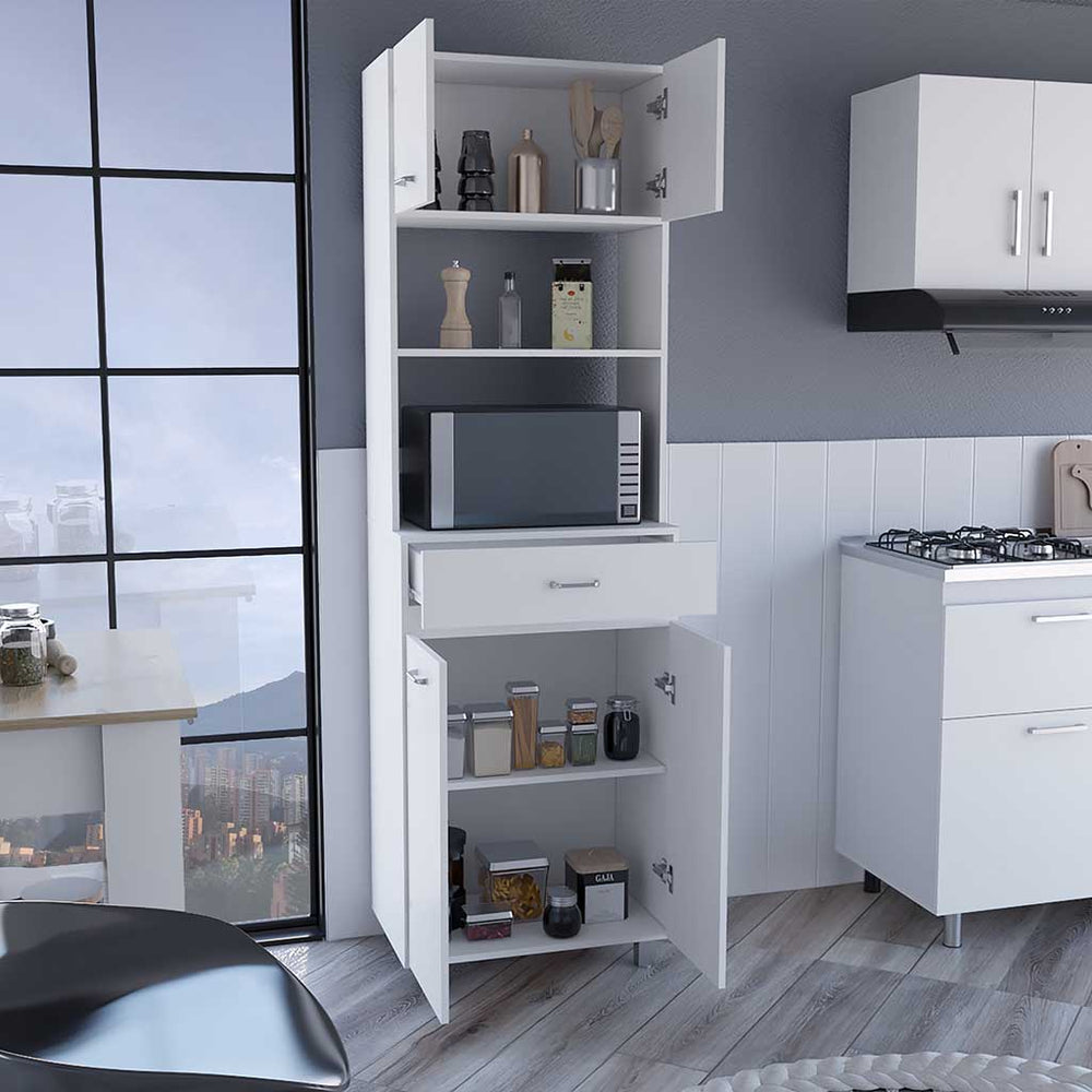 24-Inch Mucura Storage Cabinet with 1-Drawer and Double Door – Dedicated Microwave Niche