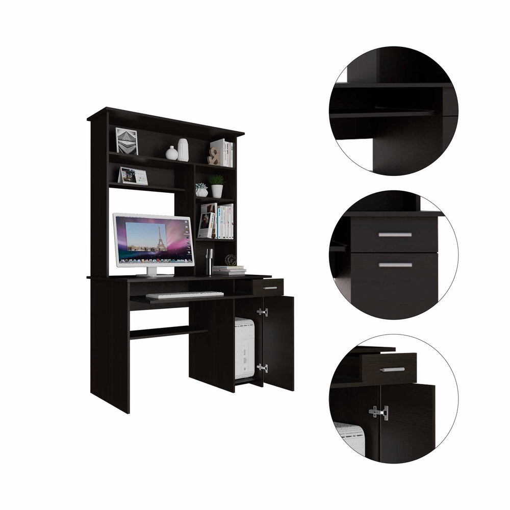 43-Inch Xalo Compu Hutch Writing Desk with 1-Drawer – Open Hutch Shelving