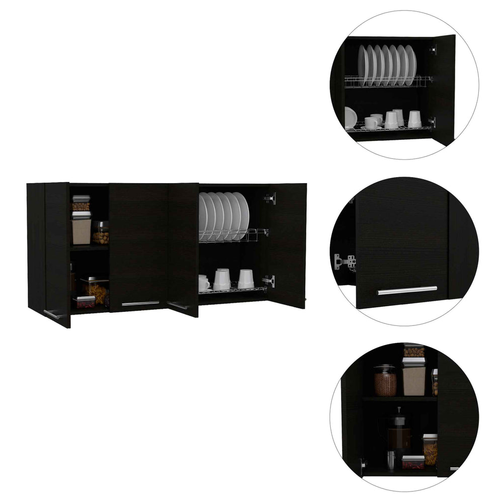 Oceana Wall Cabinet with 2 Open Shelves – Wide Wall-Mounted Footprint