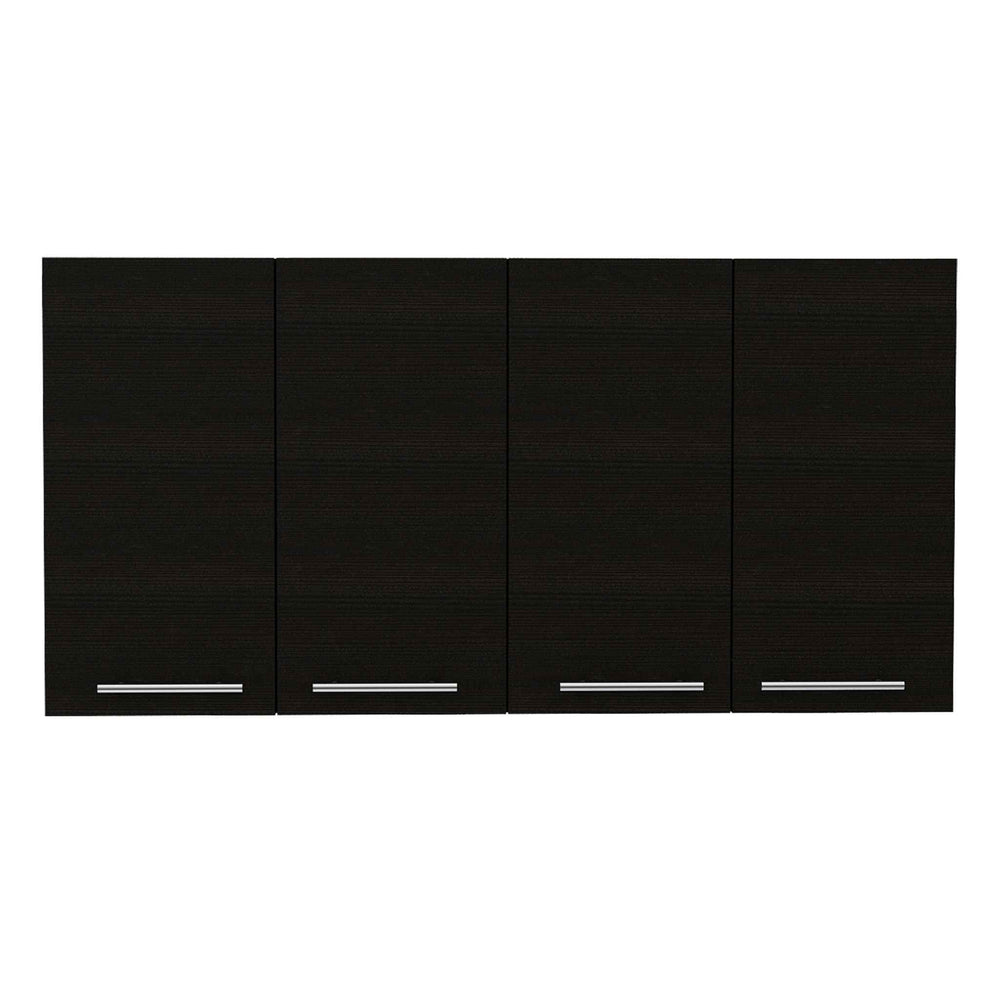 Oceana Wall Cabinet with 2 Open Shelves – Sturdy Black Build