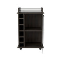 Huali Bar Cart, Six Wine Cubbies, Glass Door, Four Caster, Two Shelves