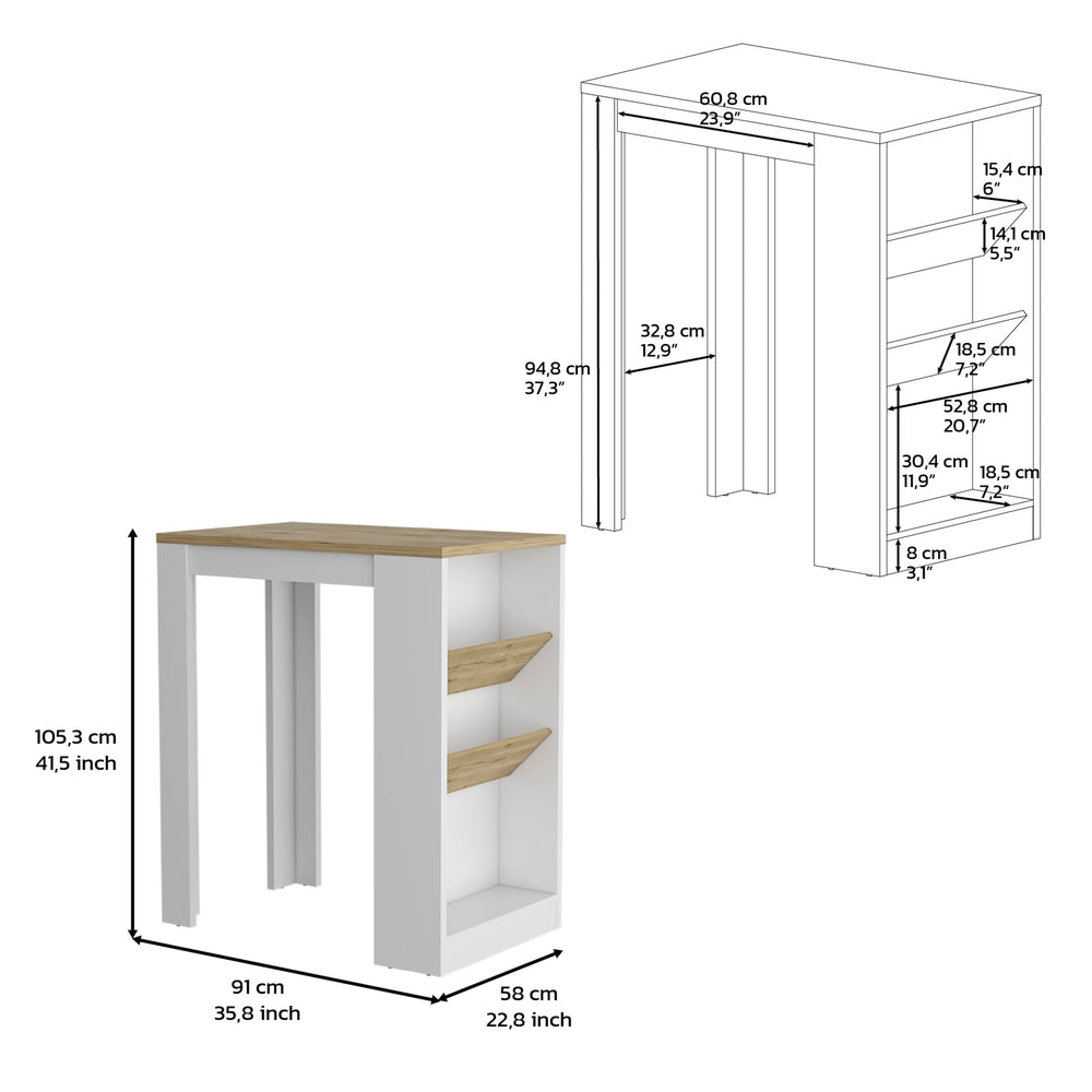 36-Inch Kenton Kitchen Island – Open Lower Storage