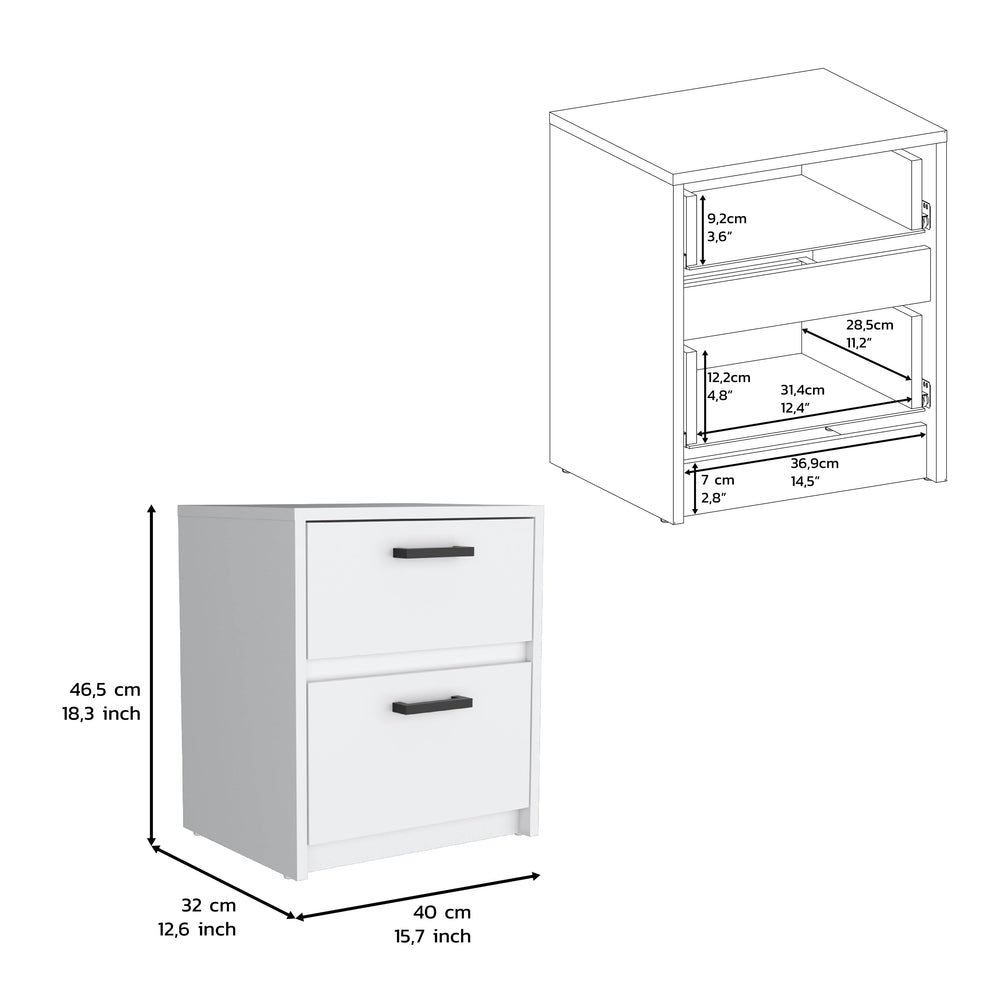 16-Inch Bethel Nightstand with 2-Drawer – Compact Bedside Footprint