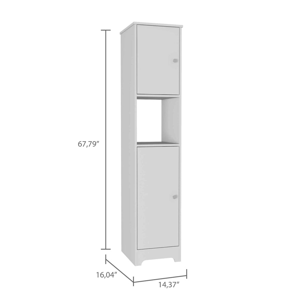 14-Inch Yaka Linen Tower Cabinet with Double Door – Slim Vertical Design