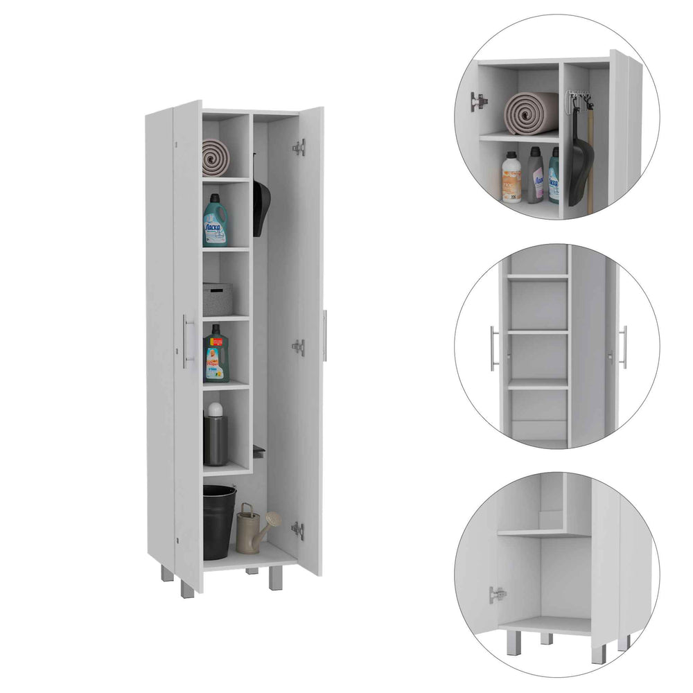 Bacoa Cleaning Storage Cabinet with 5 Open Shelves – Raised Leg Base