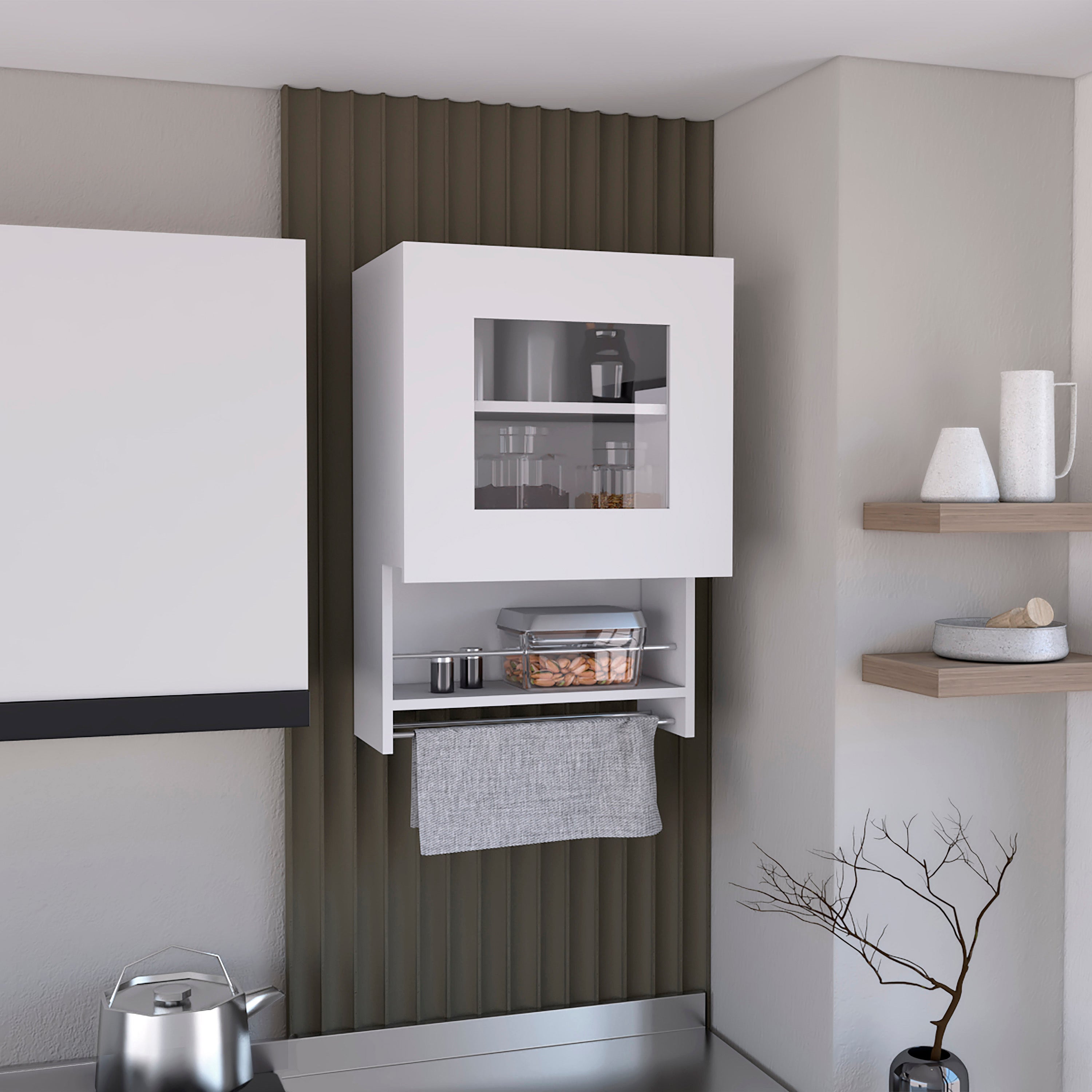 Ithaca Kitchen Wall Cabinet with Towel and Spice Rack