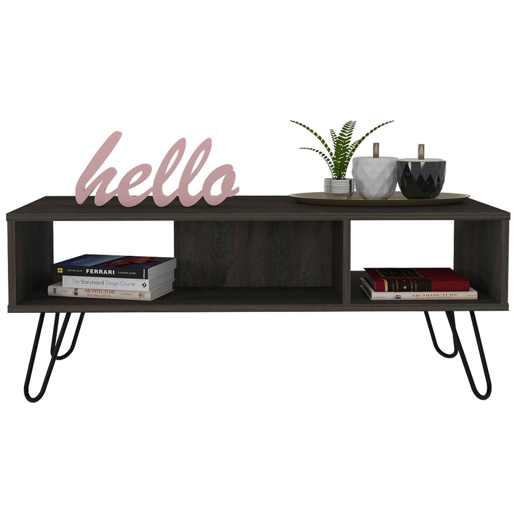 Vassel Coffee Table with 2 Open Shelves – Sturdy Build and Weight Capacity