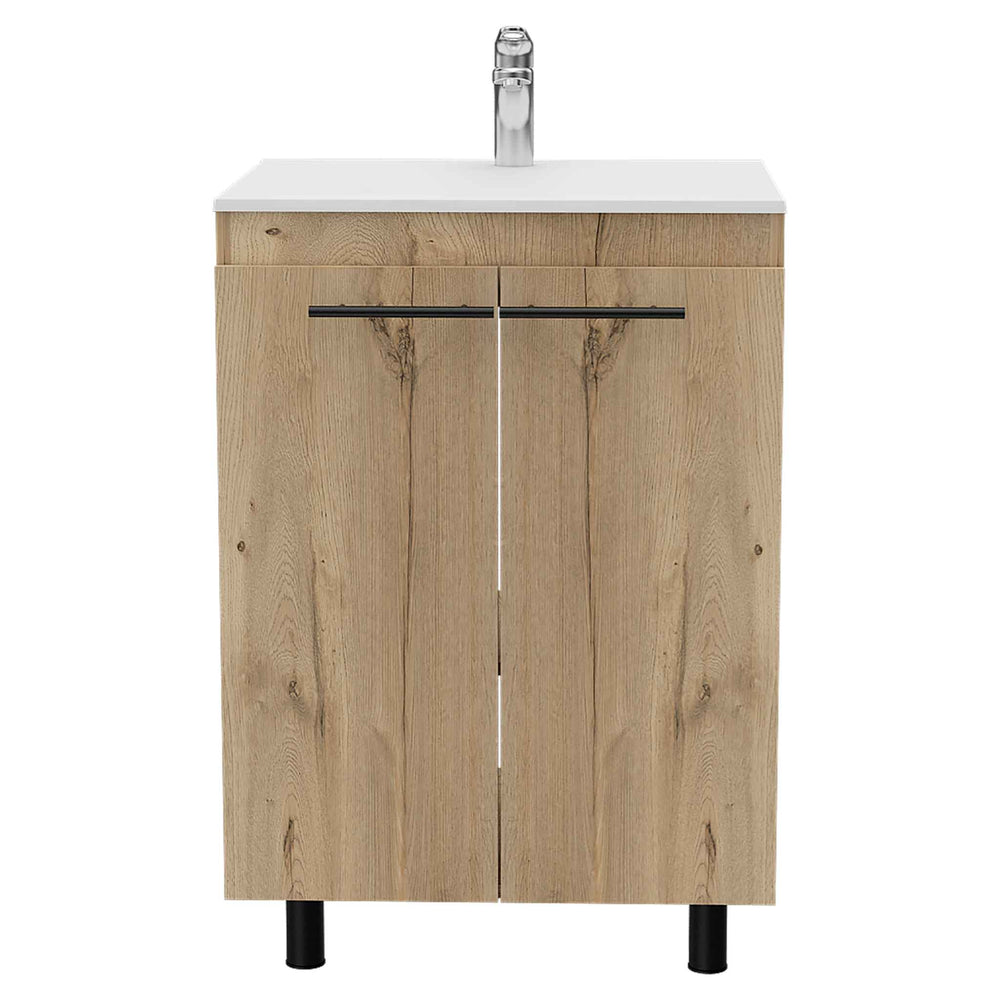 24-Inch Dustin Free Standing Storage Cabinet with Double Door and 2 Open Shelves – Interior Shelving