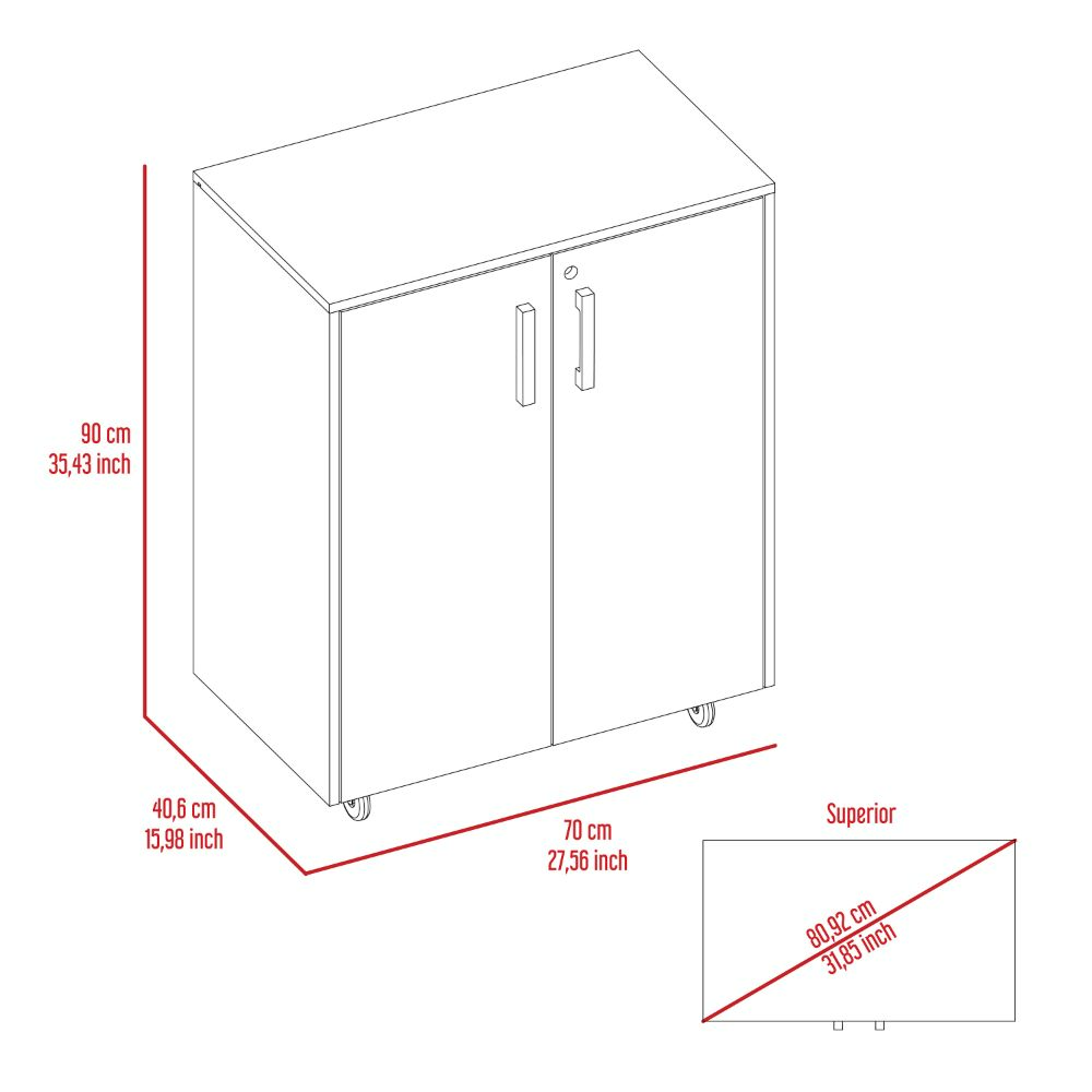 28-Inch Hartford Storage Cabinet with Casters and Double Door – Durable Construction
