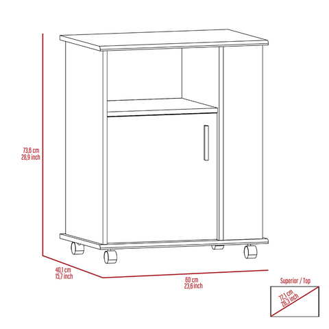 Munich Lower Microwave Pantry Single Door Cabinet, Three Lateral Shelves, Two Interior Shelves