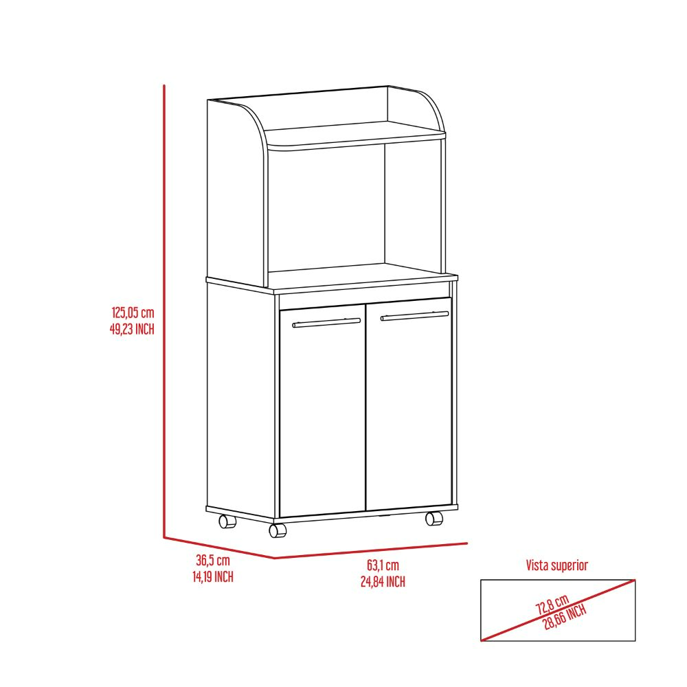 25-Inch Lucca Rolling Kitchen Cart with Double Door – Rolling Casters