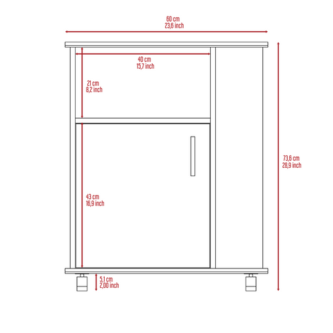 Munich Lower Microwave Pantry Single Door Cabinet, Three Lateral Shelves, Two Interior Shelves