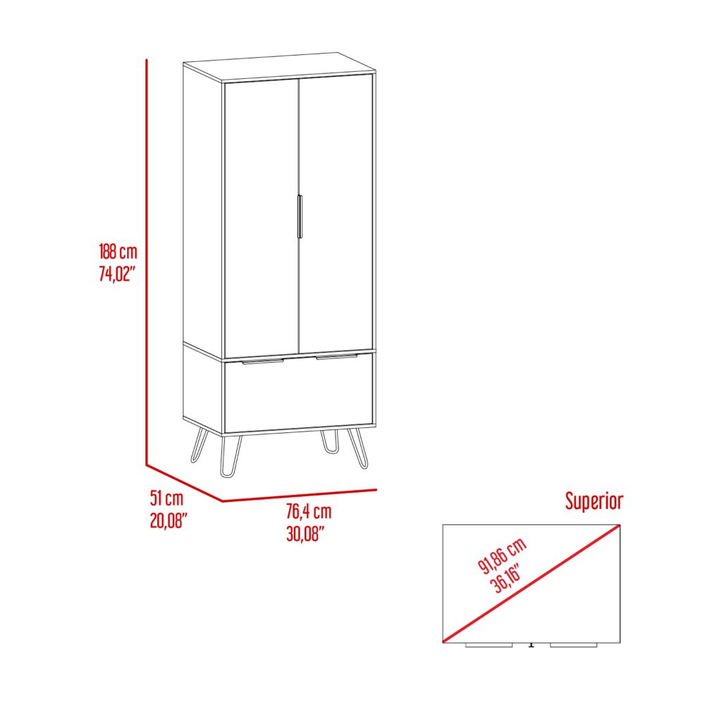 30-Inch Begonia Closet Organizer with 1-Drawer and Double Door – Storage Drawer