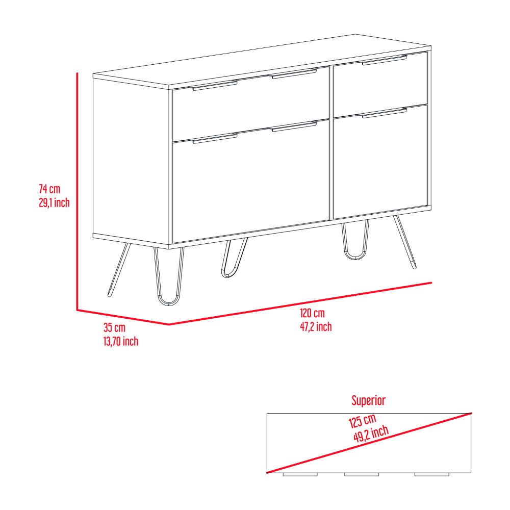 47-Inch Begonia Dresser with 4-Drawer – Compact Overall Size