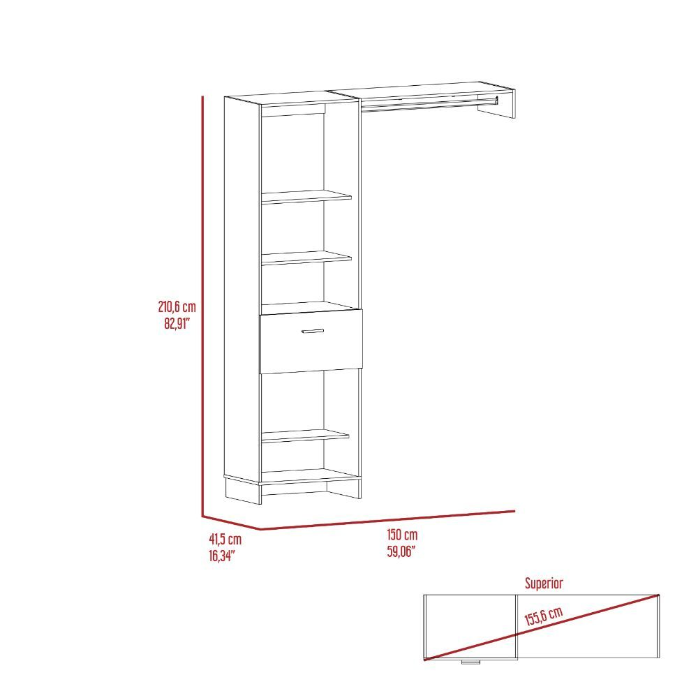 60-Inch Dynamic Closet Organizer with 1-Drawer and 5 Open Shelves – Reliable Support