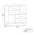 Fountain Dresser, Two Open Shelves, Four Drawers