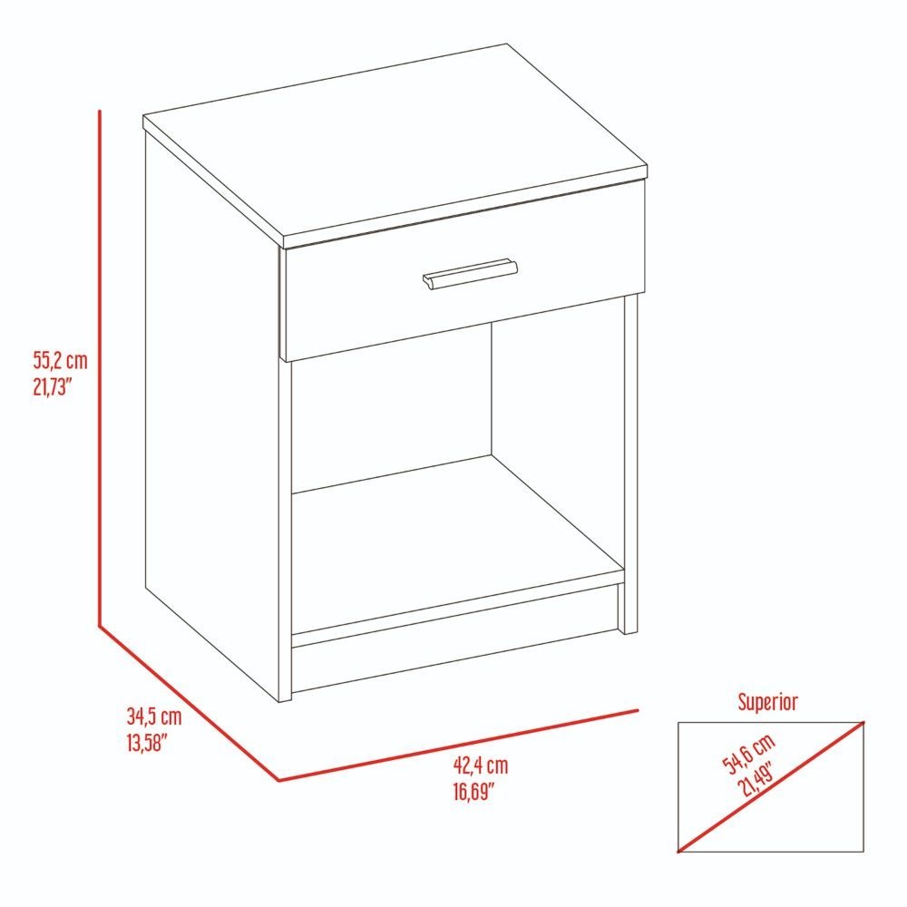 17-Inch Beryl Nightstand with 1-Drawer – Durable Construction