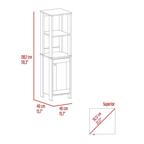 16-Inch New Haven Linen Tower Cabinet with Single Door – Slim, Space-Saving Footprint