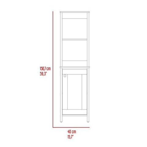 New Haven Linen Single Door Cabinet, Two Interior Shelves, Two Open Shelves