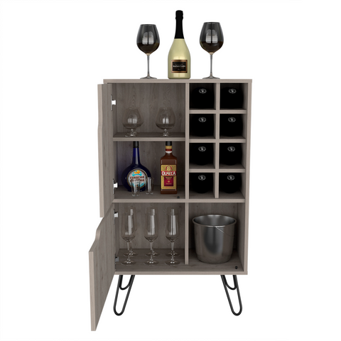 Zamna L Bar Single Door Cabinet, Eight Wine Cubbies