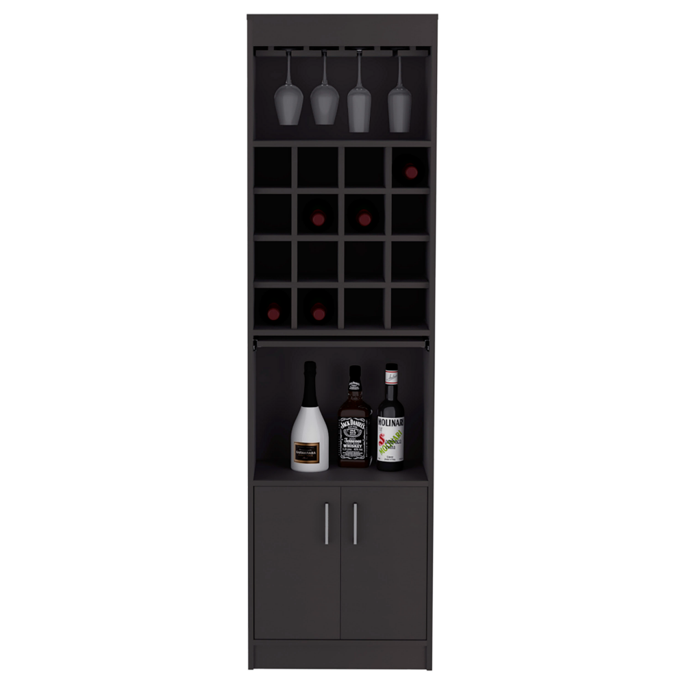20-Inch Athens Kava Bar Cabinet with Wine Rack and Double Door – Tall, Narrow Footprint