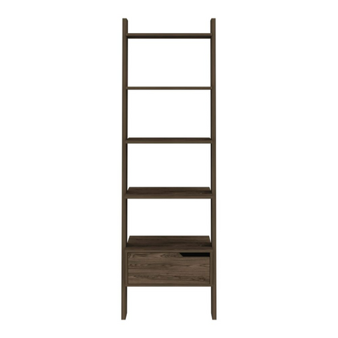 Kobe Ladder Bookcase, One Drawer, Five Open Shelves