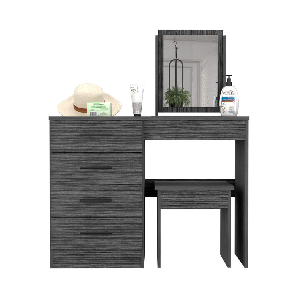 39-Inch Rose Makeup Vanity Table with Mirror and 4-Drawer – Space-Saving Stool