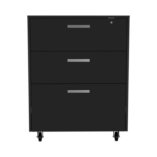 28-Inch Danbury Storage Cabinet with Casters – Sturdy Black Build