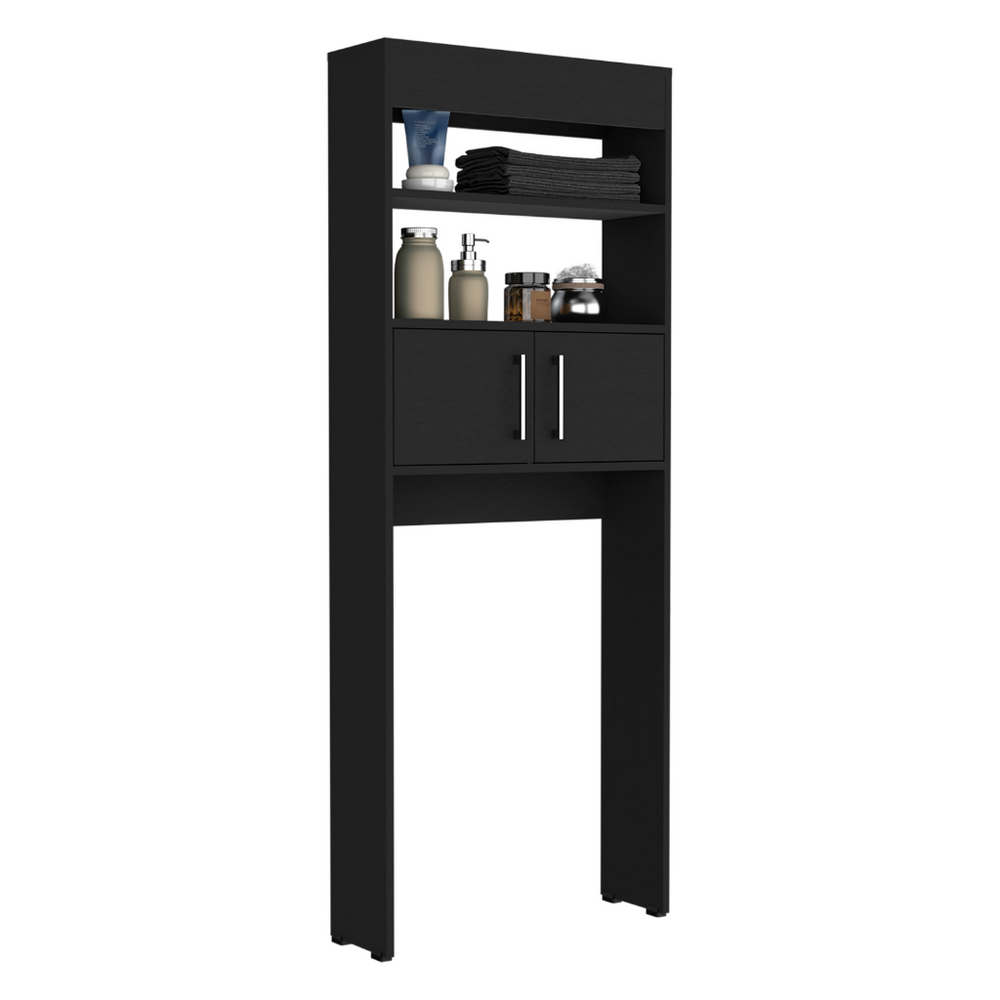 25-Inch Atlas Over Storage Cabinet with Double Door and 2 Open Shelves – Enclosed Cabinet Storage