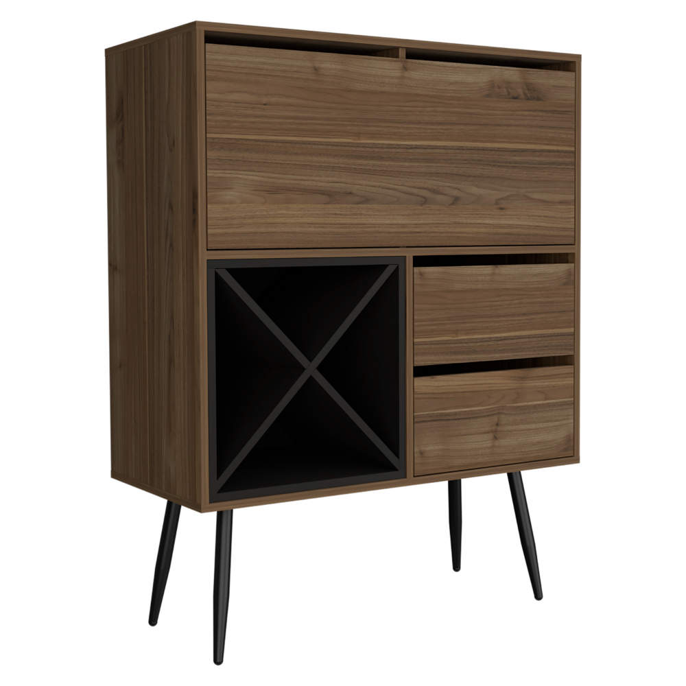 35-Inch Thistle Storage Cabinet with 2-Drawer – Open Wine Cubby