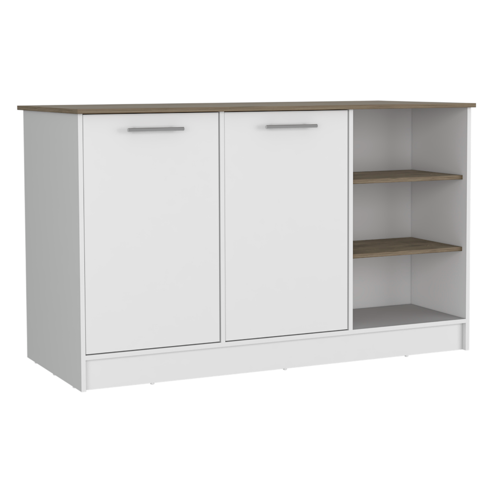 59-Inch Mars Kitchen Island with 3 Open Shelves – Cabinet Door Storage