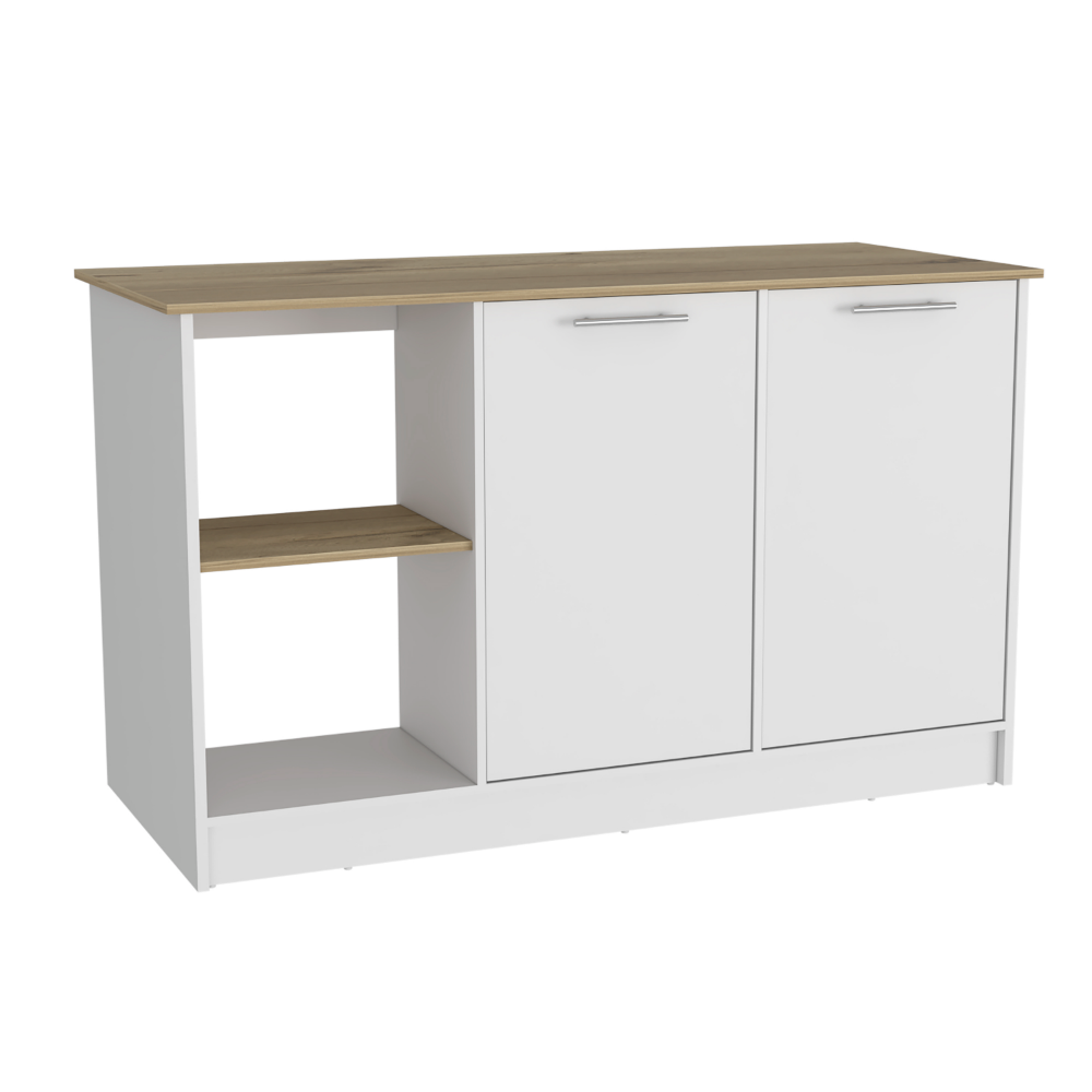 59-Inch Coral Kitchen Island with Double Door – Cabinet Door Storage