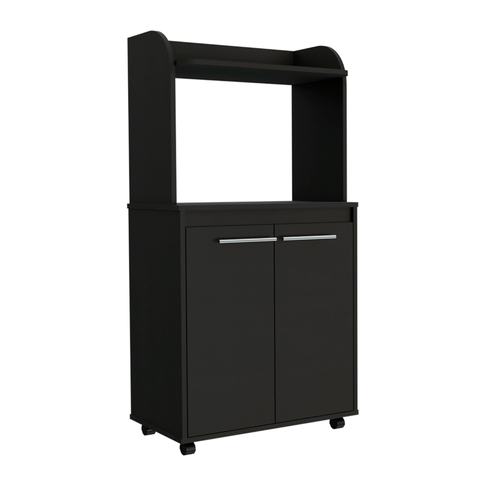 25-Inch Lucca Rolling Kitchen Cart with Double Door – Cabinet Storage