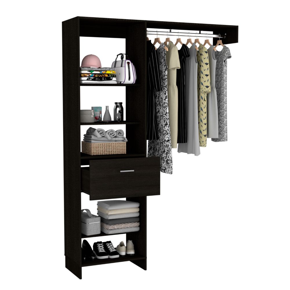 60-Inch Dynamic Closet Organizer with 1-Drawer and 5 Open Shelves – Visible, Accessible Storage