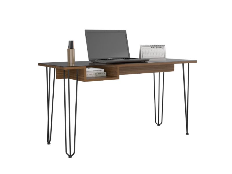 55-Inch Arizona Writing Desk – Modern Glass-Top Desk