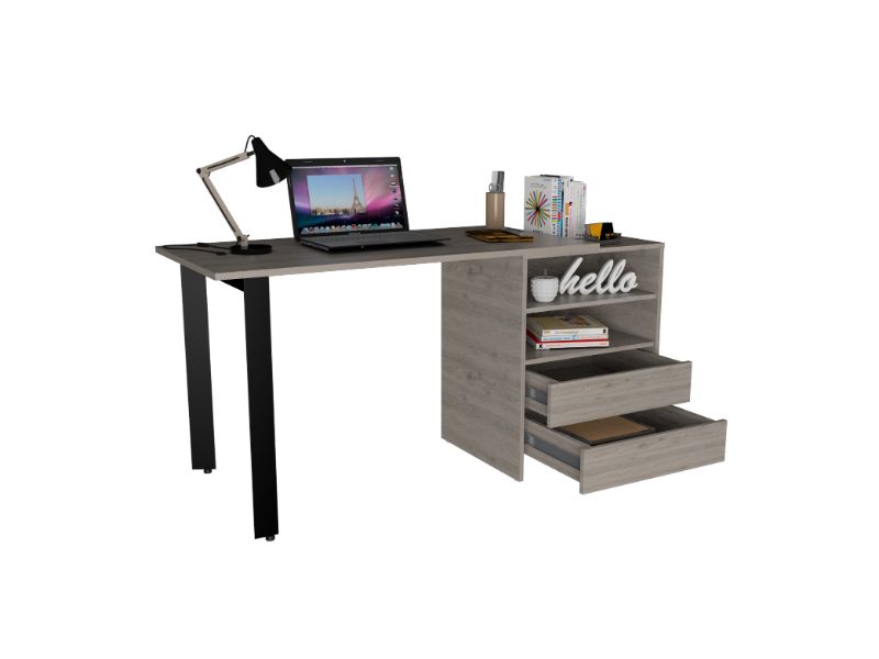 58-Inch Austral Writing Desk with 2-Drawer and 2 Open Shelves – Durable Construction